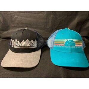 New Lot of 2 Locale Snapback Outdoor Hats Ocean/Mountains